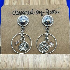 Spiral in Circle Sterling Silver & Swarovski Crystal Posts